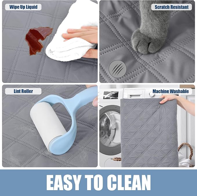 Smiry Waterproof Reversible Pet Couch Covers for Dogs | Pet Friendly, Soft Fabric, Washable Sofa Furniture Protector for Dogs Cat Kids, Checkered (40"x90", Grey/Dark Grey)