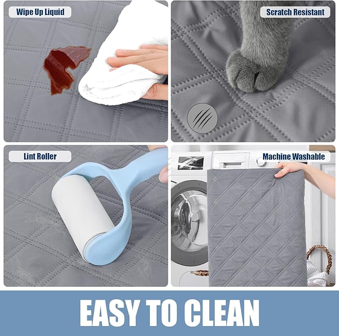 Smiry Waterproof Reversible Pet Couch Covers for Dogs | Pet Friendly, Soft Fabric, Washable Sofa Furniture Protector for Dogs Cat Kids, Checkered (30"x80", Grey/Light Grey)
