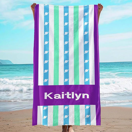 JML Custom Beach Towel with Name, Personalized Microfiber Beach Towel with Name, Large, Soft, Quick Dry & Absorbent for Swim, Pool,Adult,Summer Holiday,Vacation,Travel,Gift for Anniversary, Birthday
