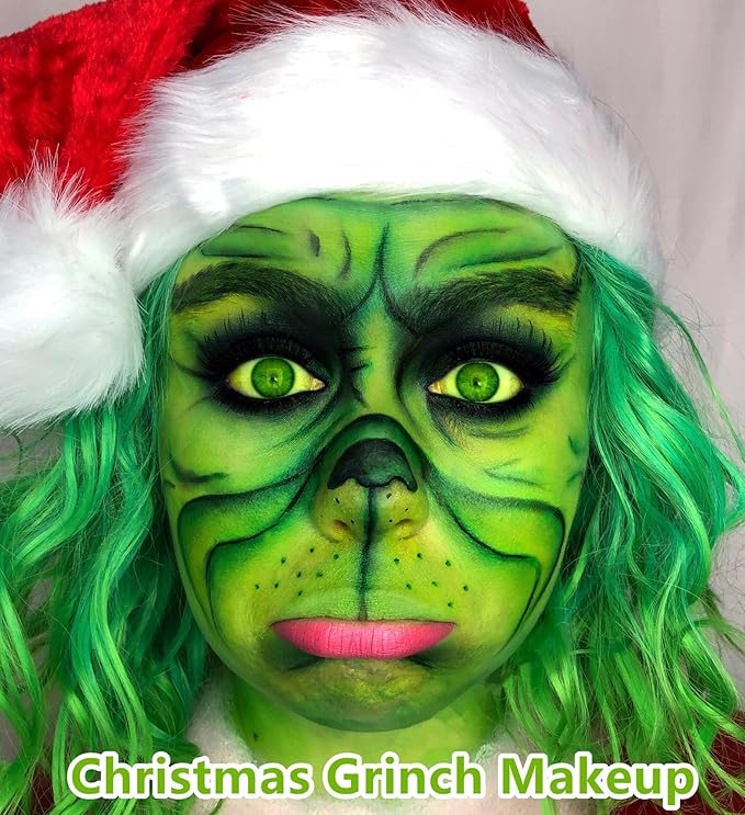Go Ho 6 Colors Green Face Body Paint,Cream Washable Formula Face Painting for Halloween Cosplay,Body Paint FX Makeup Palette,Professional Costumes Face Paint Green Makeup
