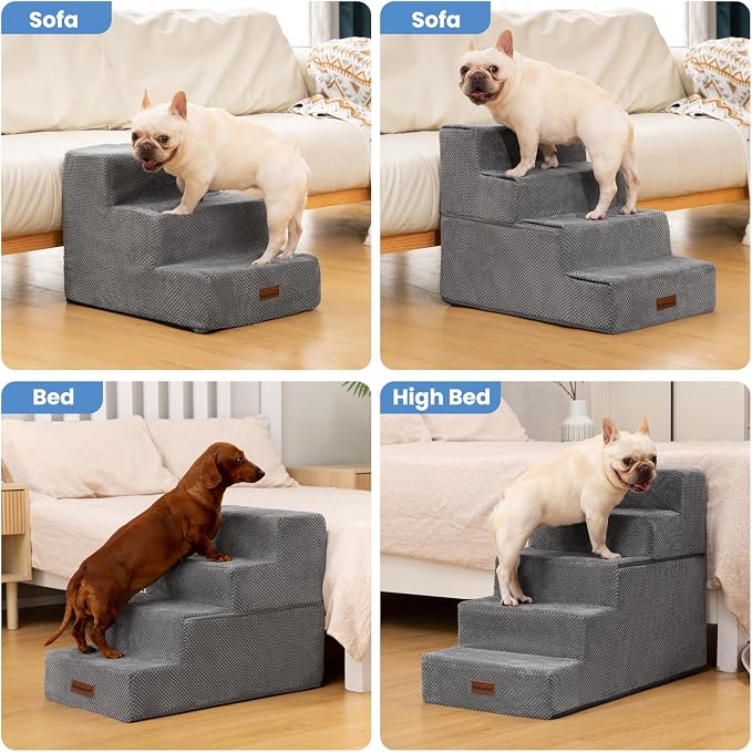 Aodisman Dog Stairs for High Beds 22.6" H, 5-Step Pet Steps for Small Dogs | Indoor Non-Slip Pet Stairs with Carry Handle for Puppies, Senior Cats & Short-Legged Dogs to Reach High Beds & Window Sills
