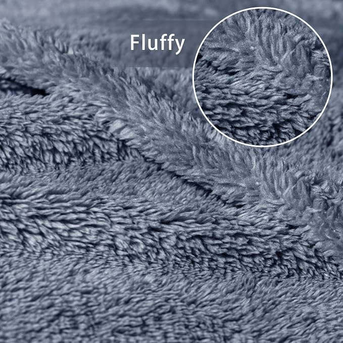 Exclusivo Mezcla Soft Plush Fleece Twin Size Blankets for Bed Living Room | Lightweight Fuzzy Fluffy Large Blanket for All Seasons, Cozy Velvet for Women Men, Machine Washable, 60"x80", Stone Blue