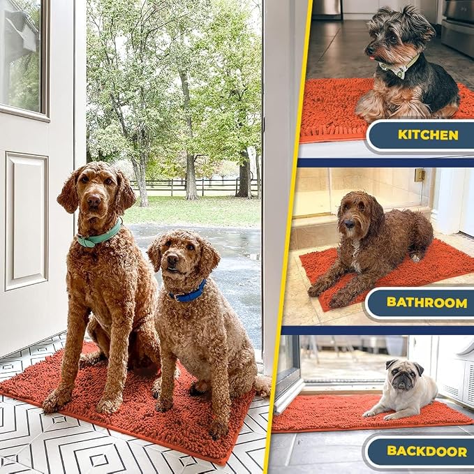 Muddy Mat® | Super Water Absorbent Door Mat Indoor, Microfiber Quick Dry Chenille Entryway Rug, Slip Resistant Front Door Mat, Indoor Mats for Entryway, Machine Washable Pet Rug, Coral 3ft x 4ft