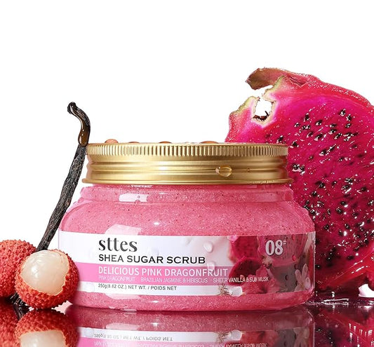 Sttes Smell Rio Shea Sugar Body Scrub 08 (Delicious Pink Dragonfruit) – Tropical Fruit Scent Shower Treatment 250g