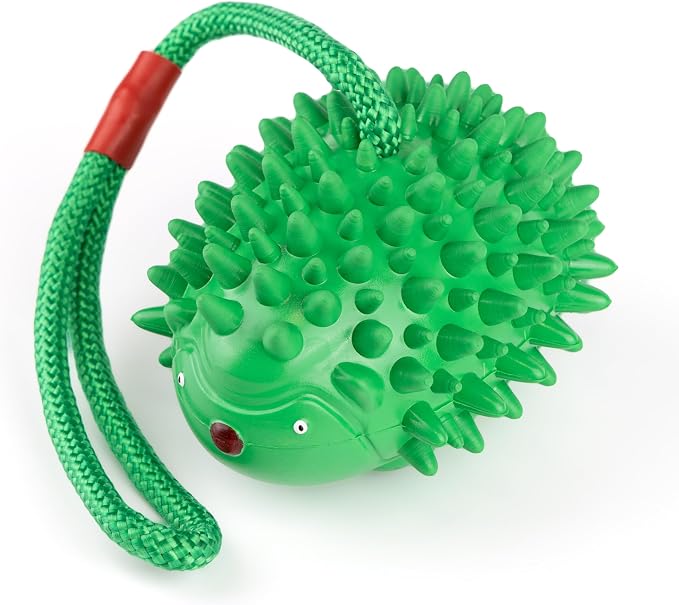 Fuzzl Eco Rubber Chuck & Treat Hedgehog - Green - Long Lasting Dog Chew Toys for Aggressive Chewers Strong Dog Toy for Dogs Durable Puppy Toys