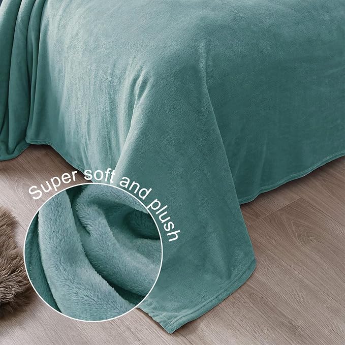 Exclusivo Mezcla Soft Fleece Blanket Twin Size for Bed, Celadon | 60x80 Inches, Double-Sided Brushed Flannel, Lightweight Plush Cozy Blanket for Home Decor, All Season, Machine Washable