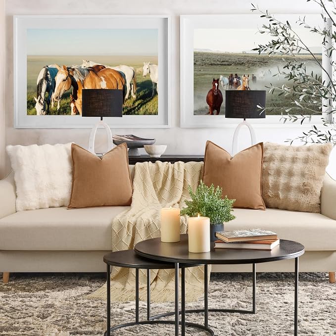 Camel Pillow Covers 20x20 Set of 2 Chenille Throw Pillow Covers with Elegant Design Soft and Luxurious Decorative Throw Pillows for Couch, Bed, and Home Decor