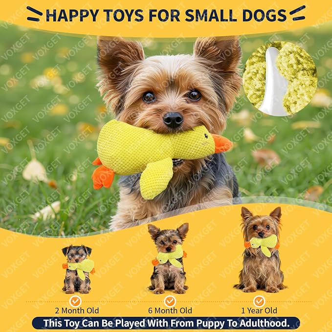 Duck Dog Toy, Plush Calming Companion with Quack, Crinkle & Squeak