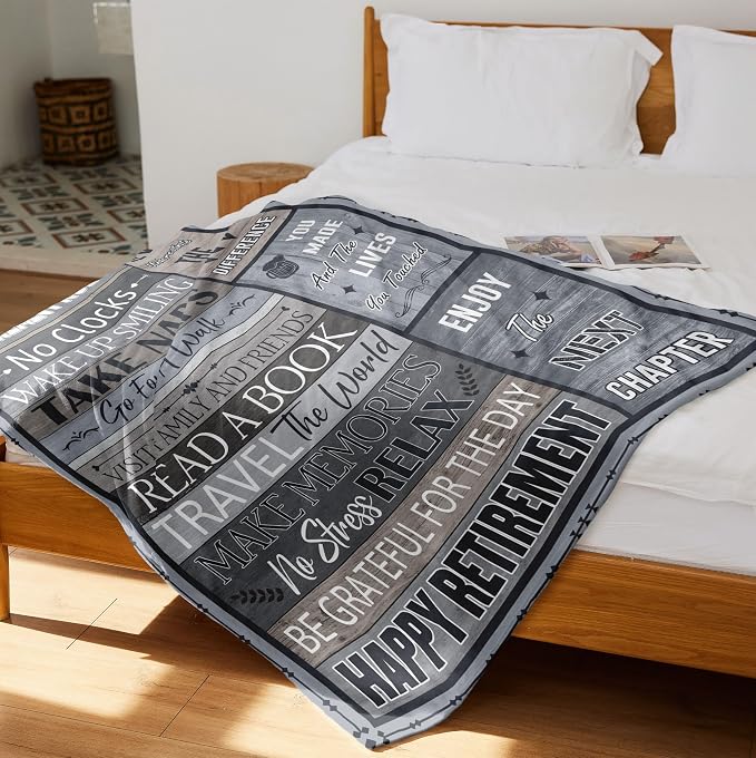 Retirement Gifts for Men/Women 2026, Best Retired Gift Ideas for Male/Female, Funny Retire Gifts, Happy Mens Retirement Gifts for Coworker/Teacher/Dad, Gifts for Retirement Blanket 60X50in