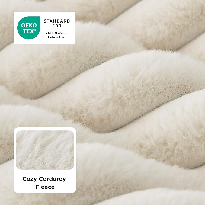 Bedsure ComfyFleece™ Fluffy Balanced Support XL Dog Bed,47x29 | Golden Ratio Chopped Foam & PP Cotton, Upscale Home Decor,Waterproof Liner, Removable Washable Cover, Nonslip Bottom,Cream
