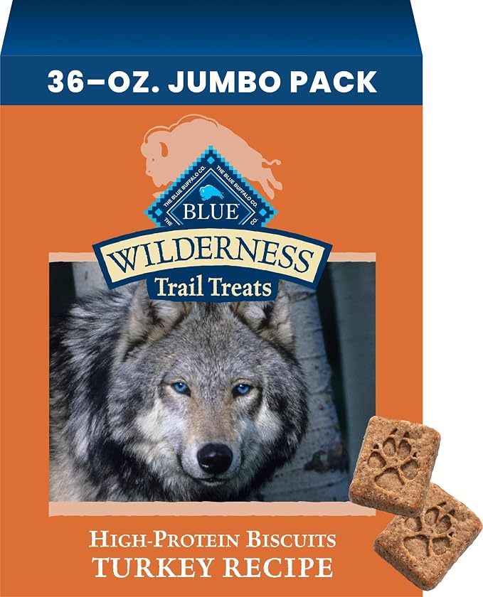 Blue Buffalo Wilderness Trail Treats Turkey Crunchy Dog Biscuits, 36 oz | Real Turkey #1 Ingredient, High Protein & Grain-Free Dog Snacks, Great for Training, No Artificial Preservatives