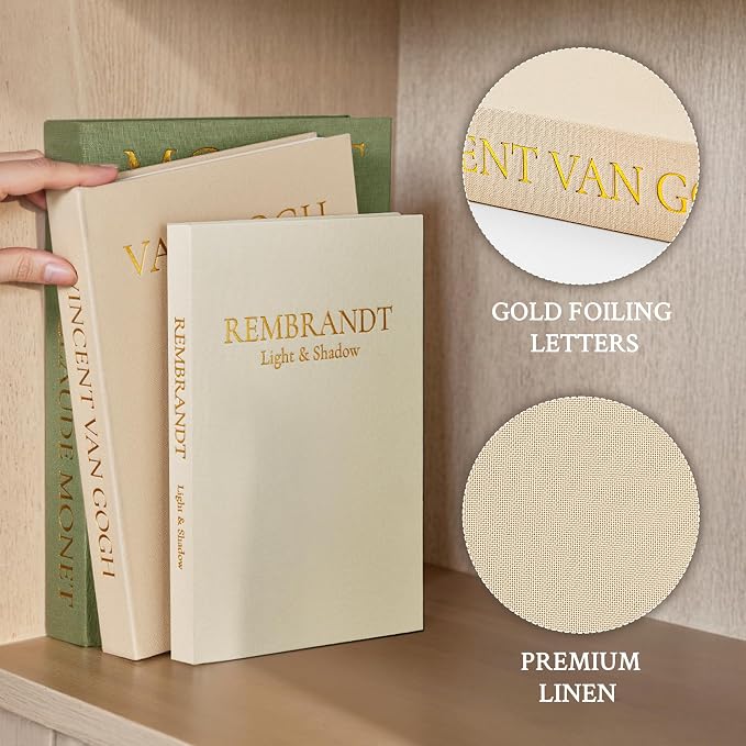 JARLINK Aesthetic Decorative Books, Set of 3 Linen Faux Book Boxes, Sage | Stylish Storage Boxes for Home Decor, Photo Organization, & Keepsakes, Faux Books for Coffee Tables, Bookshelves, or Mantles