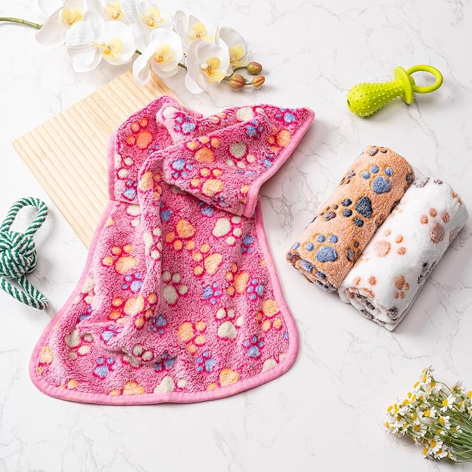 1 Pack 3 Blankets Fluffy Premium Fleece Soft Pet Blanket Flannel Throw for Cat Dog Puppy (Large 41x31'', Paw-Grey)