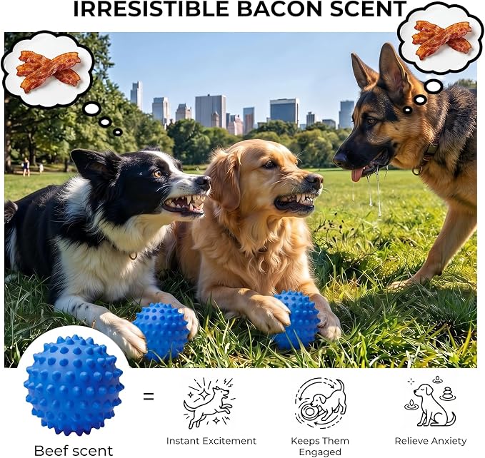 Bacon Flavored Indestructible Squeaky Ball for Aggressive Chewers
