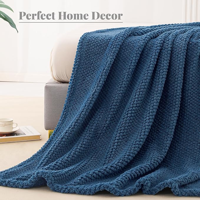 Whale Flotilla Soft Fleece King Size Bed Blanket, Navy Blue | 90x104 Inch, Suitable for Bed, Fluffy Fuzzy Jacquard Blankets for All Season, Lightweight and Cozy