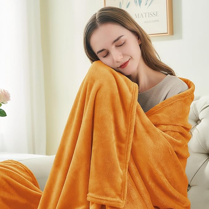 BEDELITE Fleece Blanket Soft Fall Queen Bed Blanket Burnt Orange 90"x90" | Ultra Soft Fleece, Plush Microfiber, Lightweight Warmth, Fall Decor, Fade Resistant, Machine Washable,Perfect for Bed