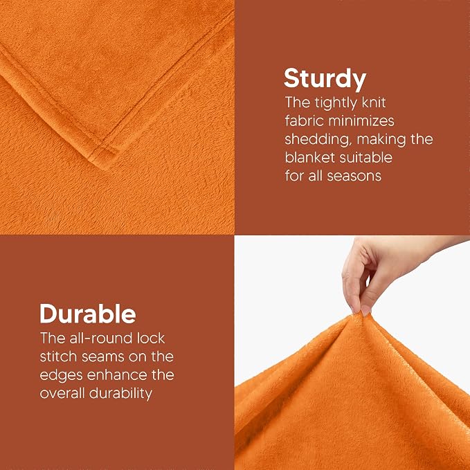 Utopia Bedding Soft Fleece Bed Blanket Twin Size Burnt Orange (60x80 Inch) | Microfiber Plush Warm Lightweight Breathable Cozy Blanket Anti-Static, All Season Use, Gift for Women and Men