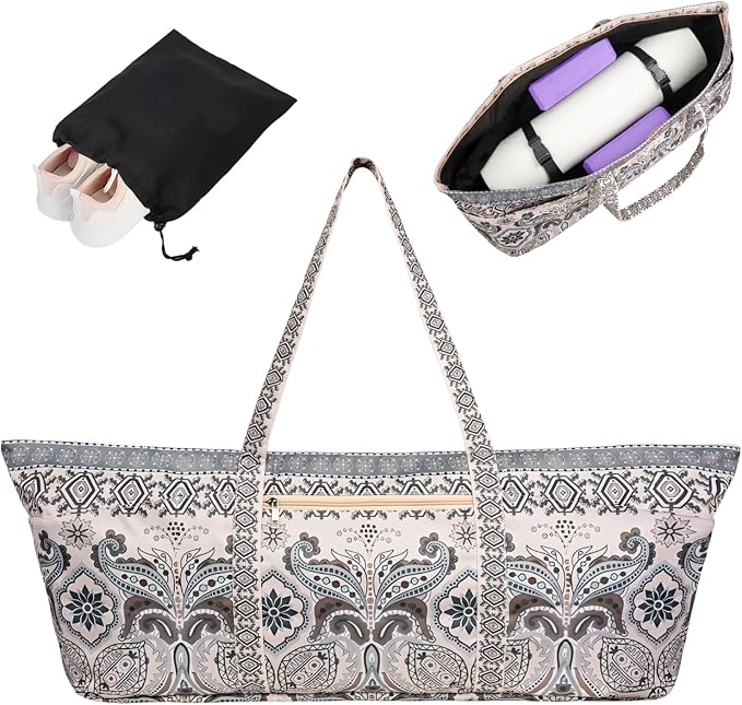 Yoga Mat Bag Yoga Mat Carrier with Shoes Compartment & Wet Pocket Pilates Bag with Zipper Pockets & Yoga Mat Holder Strap Yoga Bags and Carriers Fits All Your Stuff