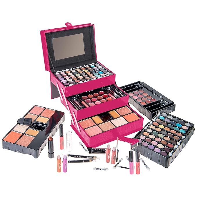 SHANY All In One Makeup Set, 67 Colors Eyeshadow, Blushes, Face Powder, Lipstick, Eye liners, Make up Pencils and Cosmetics Mirror - Makeup Kit With Reusable Beauty Organizer Train Case - Pink