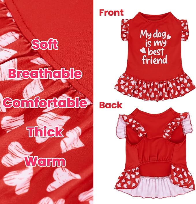 XPUDAC 4 Pack Cute Dog Dress for Small Dog, Floral Puppy Dress Sweet Girl Pet Skirt Outfits Colorful for Birthday Holiday Spring Summer Pet Clothes for Girls, XXS