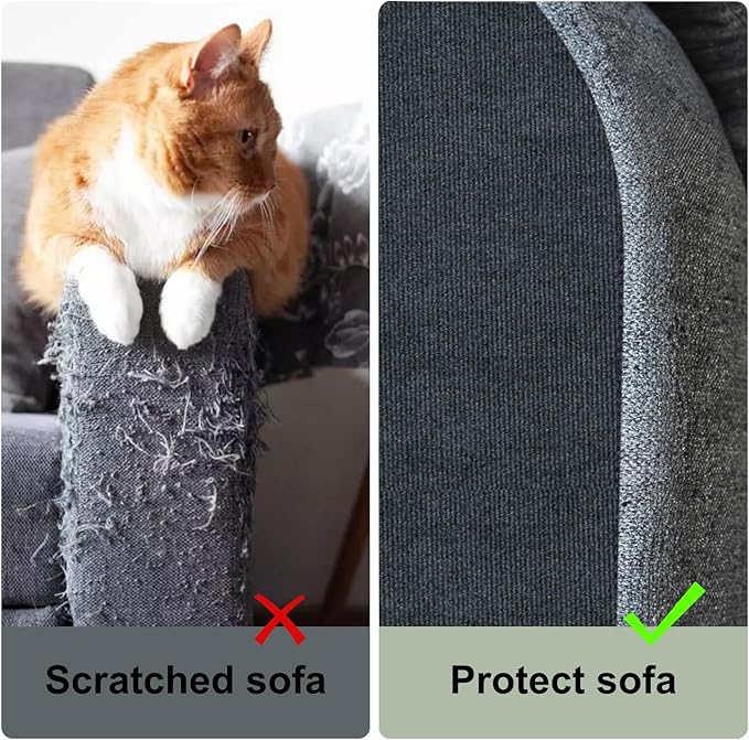 Cat Scratching Climbing Carpet Mat, Self-Adhesive Couch Furniture Protector | 39.3x15.8In Trimmable, Cat Scratch Post Covered Pad Replacement for DIY Tree Shelf Steps Couch Corner Wall, Darkgrey