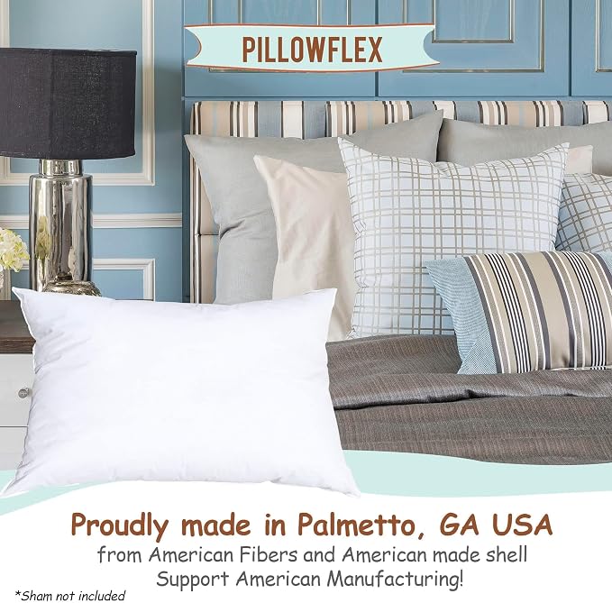 Pillowflex Synthetic Down Pillow Insert 14x32 in - Karate Chop Pillow | Large Rectangle Sham Form, Plush Polyester Cotton Blend, Cloud-Like Comfort, Clump-Resistant Fill, Smooth Elegant Finish