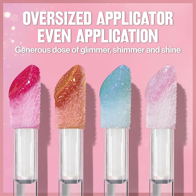 REVLON Super Lustrous Glimmer Gloss, Non-Sticky Lip Gloss, High-Shine Finish, Plant-Based Glitter, 005 Glazed Almond, 0.13 fl oz