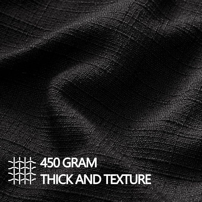 MIULEE Thick Textured Decorative Throw Pillow Covers 18x18 Inch Black | Set of 2, Linen Blend Pillow Cover, Flange Edge Design, Farmhouse Modern Boho Style, Bed Couch Living Room Decor