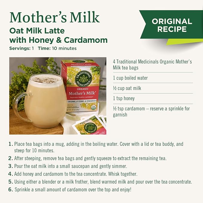 Traditional Medicinals Organic, Mother's Milk Tea - Supports Breastfeeding & Lactation with Fennel and Fenugreek - Kosher, Non-GMO, Caffeine-Free, Compostable - 16 Tea Bags (Pack of 2)
