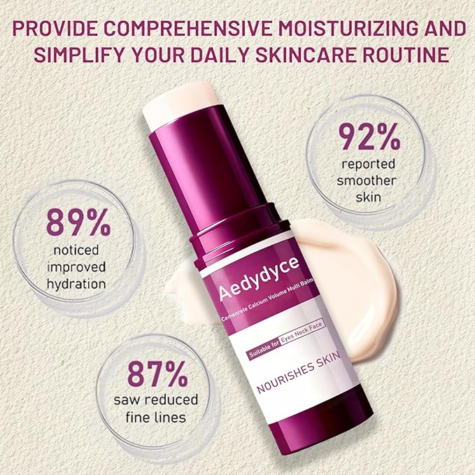 Calcium Volume Multi Balm Stick with Collagen & Natural Oils, Calcium Enriched Anti-Aging Cream to Firm Skin, Improve Elasticity & Hydration, Multi-Purpose Balm for Face, Eyes & Neck (9g)