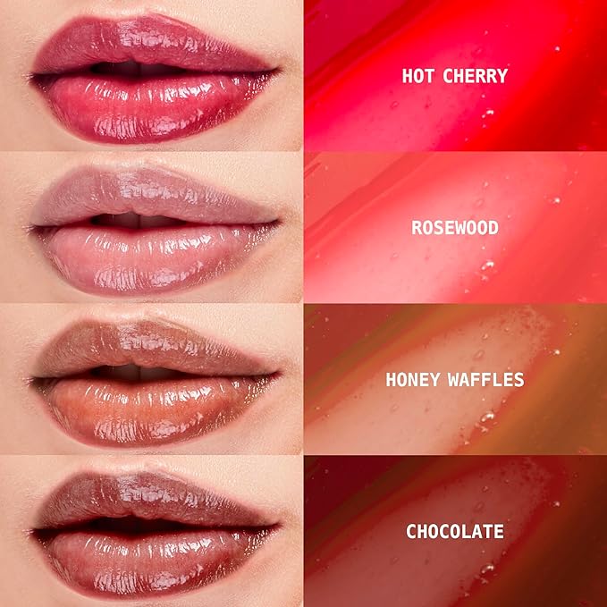 Ruby Kisses Lip Oil Booster, Hydrating Lip Gloss with Nourishing Natural Oil Blend, Jumbo Wand for Easy Application, Non-Sticky Formula (Honey Waffles)