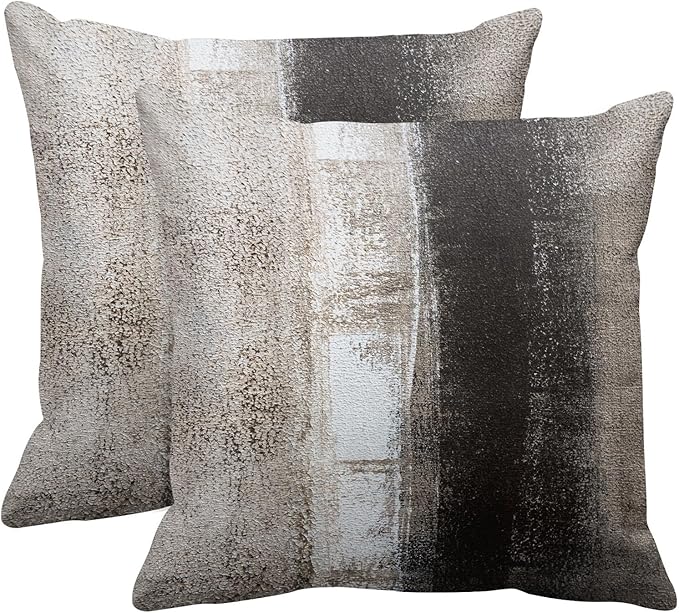Emvency Throw Pillow Covers Set of 2, 18 x 18 Inch, Abstract Retro | Painting Beige Outdoor Decorative Square Pillow Cases Couch Cushion Case for Couch Bed Sofa Living Room Home Decor