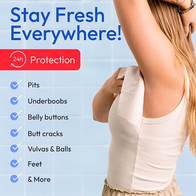 FOMIN Acidified Travel Deodorant Wipes For Women & Men - 15 Count - Fragrance Free - pH Balanced, Mini Deodorant Travel Size - Plastic-Free, Individually Wrapped Underarm Body Wipes