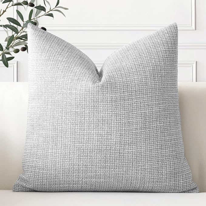 OTOSTAR Linen Throw Pillow Cover Set of 1 Decorative Square Pillowcases Cushion Covers 16x16 Inch for Home Decor Sofa Bedroom Car 40 x 40CM Light Grey