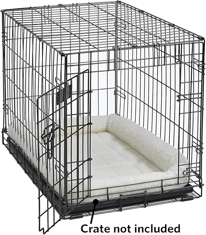 MidWest Homes for Pets QuietTime Dog Bed - White Fleece Bolster, Ultra-Soft and Machine Washable, Fits 42-Inch Crates and Carriers, for Large Breed Dogs