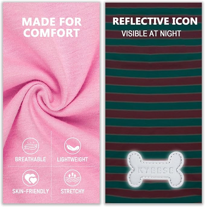 KYEESE 2Pack Cotton Dog Shirt for Small Dogs Soft Striped Tank Top | Reflective for Safety, Lightweight & Breathable, Gentle on Sensitive Skin, Stretchy & Free to Move, Comfortable Daily Wear