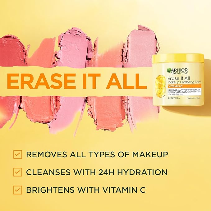 Garnier Erase It All Makeup Cleansing Balm with Vitamin C,Brightening Facial Cleanser and Makeup Remover,4.2 Oz,(Pack of 6)