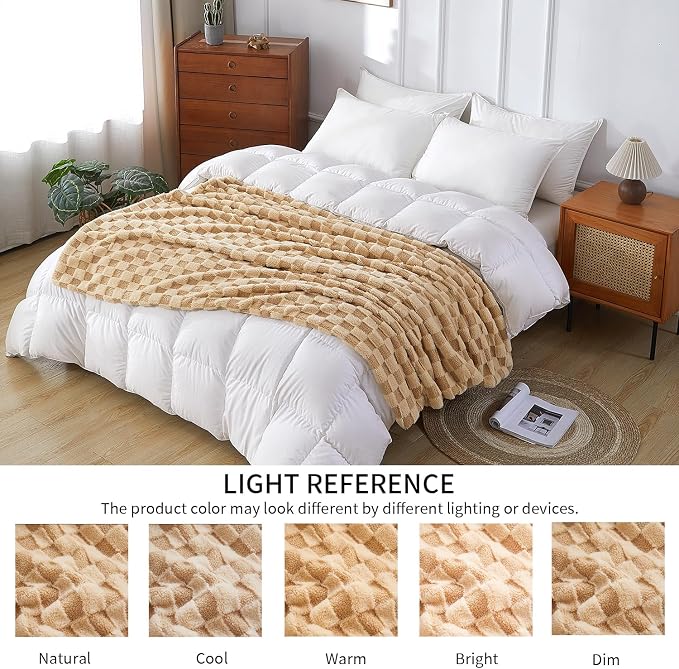 Luxury 3D Checkered Throw Blanket Reversible Thick Warm Blankets for Couch | Soft Velvet Flannel Fuzzy Plush Gift for Women