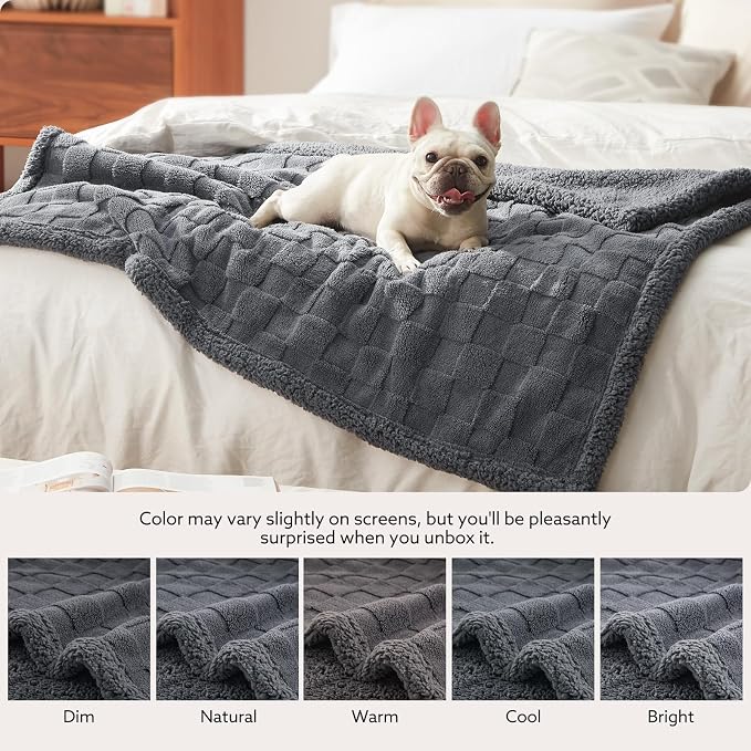 GASUR Waterproof Dog Blankets for Small Dogs, Dog Blanket for Couch Bed, Fleece Pet Blanket for Furniture Sofa Protector, Soft Puppy Throw Blankets for Crate Car Outdoor, Washable, 25"x35",Grey