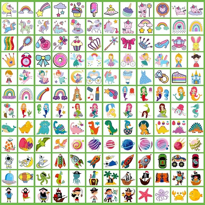 Partywind 408 PCS Kids Tattoos for Party Supplies, Individually Wrapped Sheet Temporary Tattoos Stickers for Kids Goodie Bag Stuffers, Fun Birthday Party Favors - Mixed