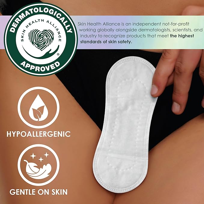 Liners for Women, Organic Cotton Top Layer, Regular Coverage, Pantiliners Made Without Synthetic Pesticides and Fragrances, Hypoallergenic and Gentle on Skin, 60 Count