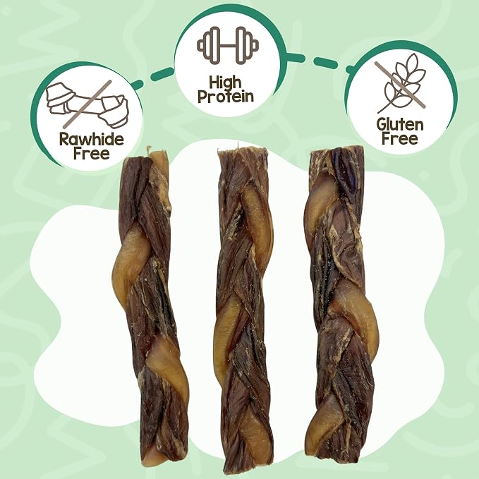 Nature Gnaws Braided Bully Twists for Dogs 5-6" (10 Count) - Long Lasting for Small and Medium Dogs - Natural Beef Dog Chew Bones