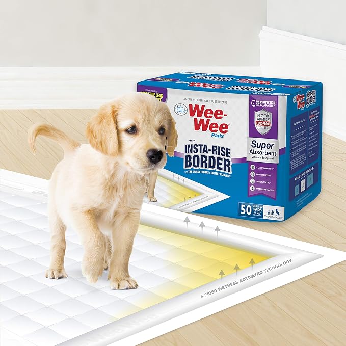 Four Paws Wee-Wee Super Absorbent Insta-Rise Dog Pee Pads, 50 Count