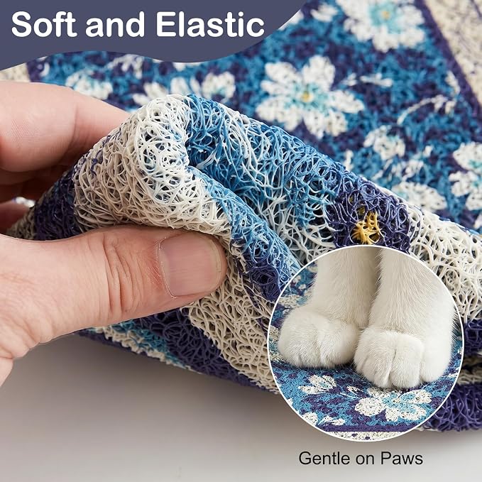 Glittme Cat Litter Mat, 33"x22" Non-Slip Washable Trapping Mat for Cats | Litter Trapping Mat With Thick PVC Coil To Catch Scatter, Soft On Paws And Waterproof Bottom To Protect Floors