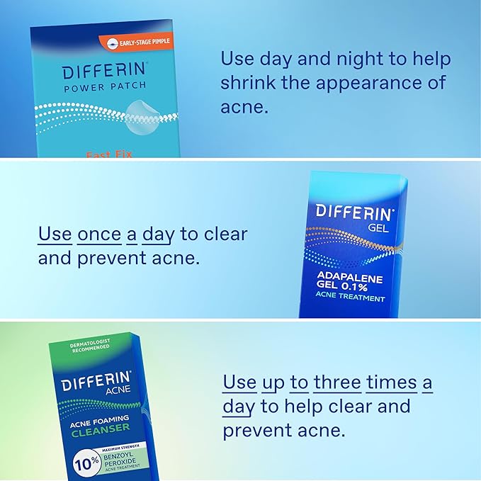 Differin Acne Patches, Pimple Patches for Acne Prone Skin, Formulated with Salicylic Acid and Centella, Fast Triple Action Power Patch for Day & Night, Dermatologist Tested, 36 Count