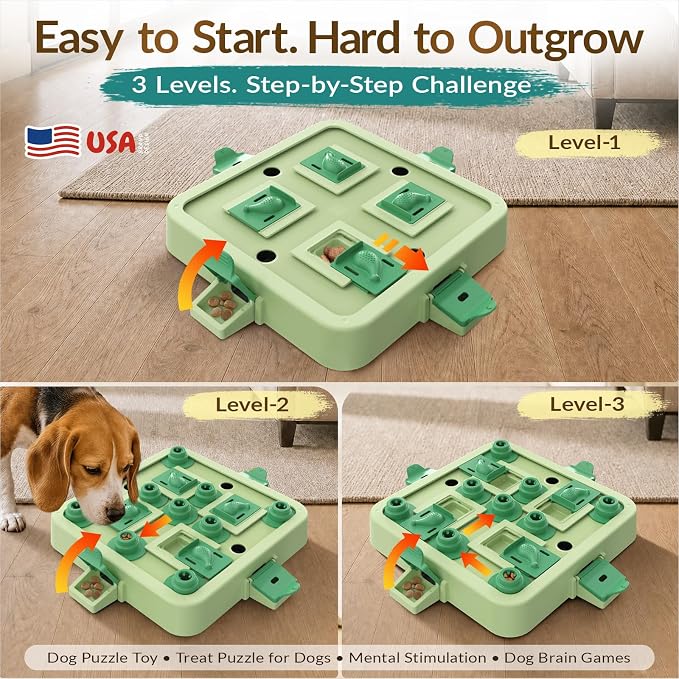 KADTC 3-Level Dog Chess Puzzle Toy, Brain & Mental Stimulation, Smart Dogs