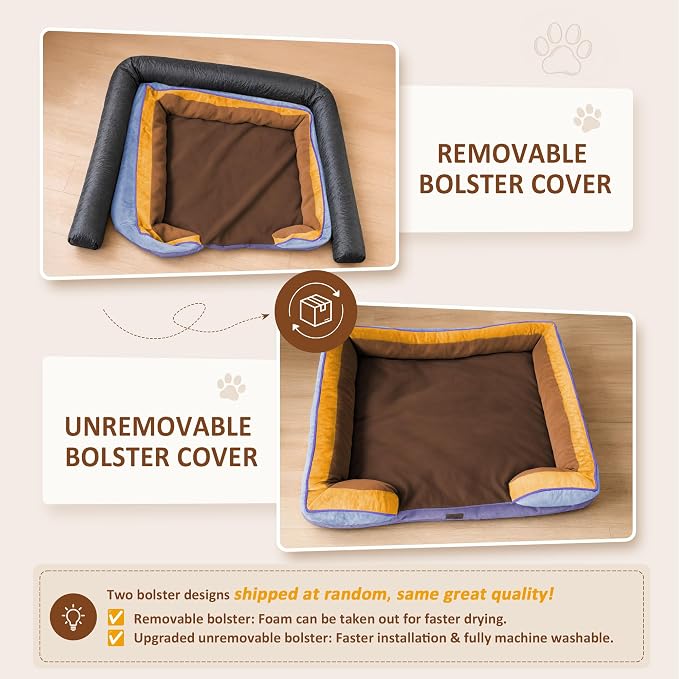 Comfort Expression Orthopedic Dog Beds for Large Sized Dog with Bolster | Waterproof Dog Couch Bed with Washable Cover & Non-Slip Bottom, Supportive Egg Crate Foam Large Pet Bed, 36x27 Inch