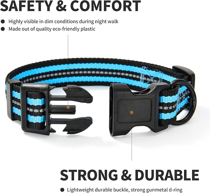 Mile High Life Reflective Dog Collar, Adjustable Lightweight Quick Release