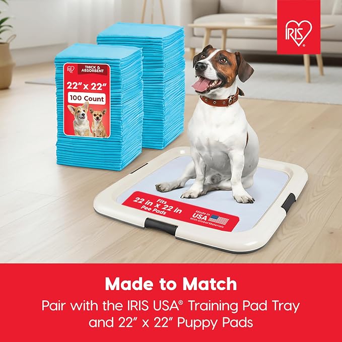 IRIS USA Pee Pad Holder, Fits 22x22 Pads, Dark Gray, Made in USA | Dog Training Pad Holder, Holds Pads in Place, Leakproof Design, Secure Latches, Non-Skid Feet, Easy Clean Surface
