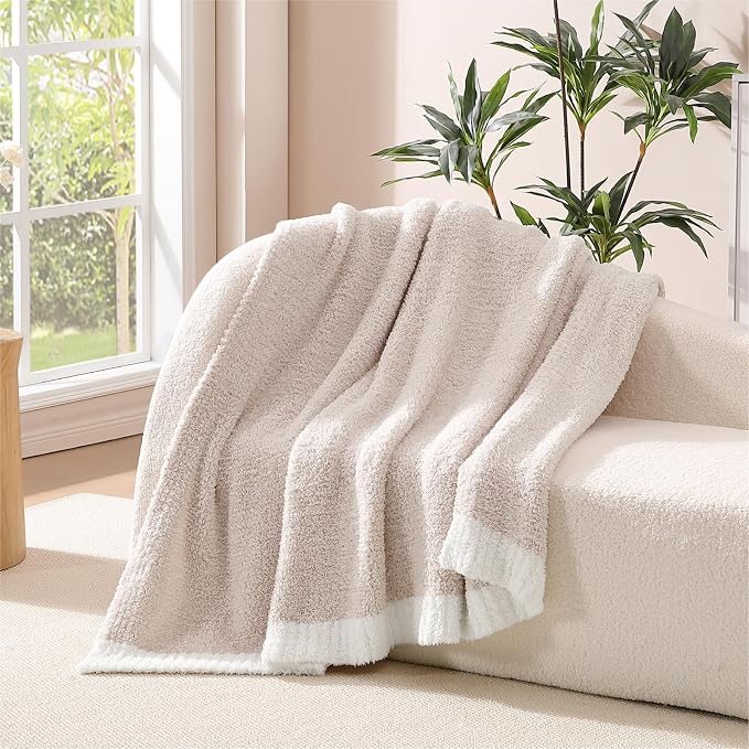 Soft Twin Blanket for Bed-Cozy Warm Reversible Knitted Blankets | Lightweight Fluffy Decor for Women, Mom, Her & Girls, Sofa, Chair, Couch, 60x80in, Cationic Dyeing Taupe